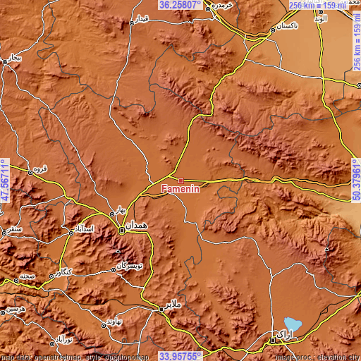 Topographic map of Fāmenīn