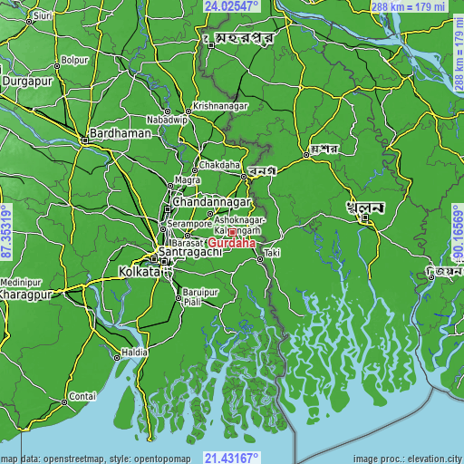 Topographic map of Gurdaha