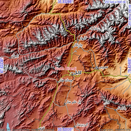 Topographic map of Surkh Bilandī