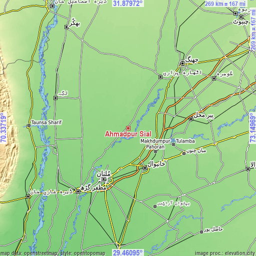 Topographic map of Ahmadpur Sial