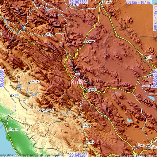 Topographic map of Sīsakht