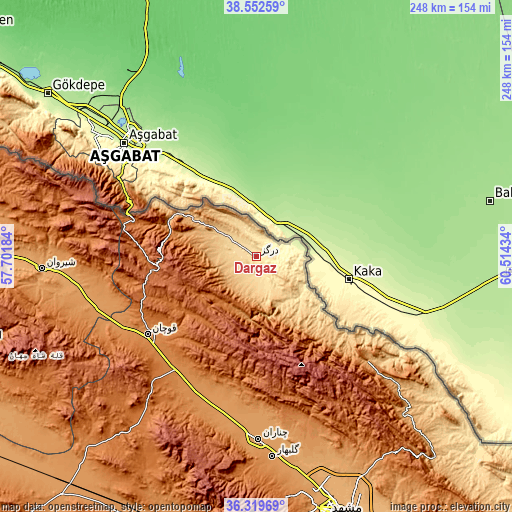 Topographic map of Dargaz