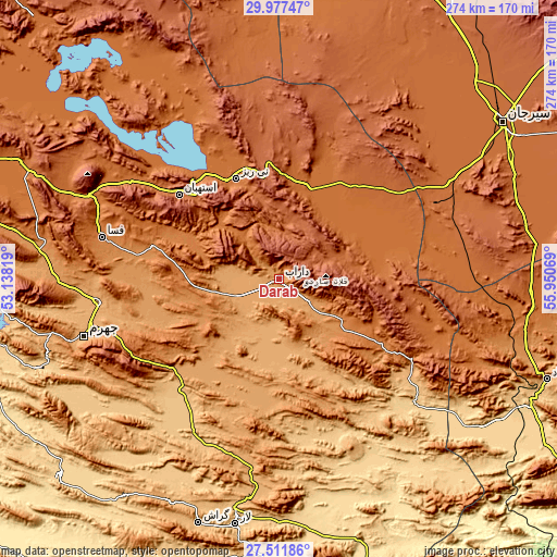 Topographic map of Dārāb