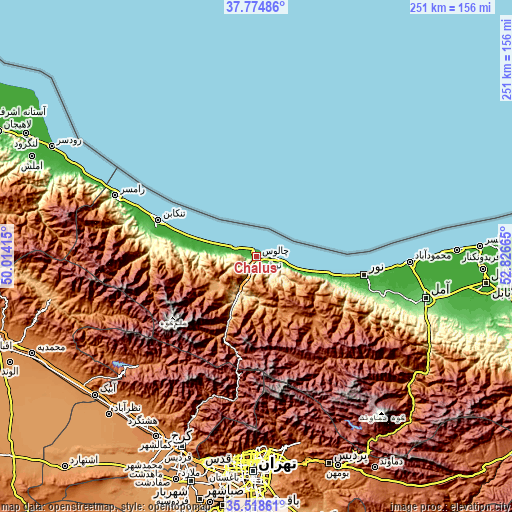 Topographic map of Chālūs