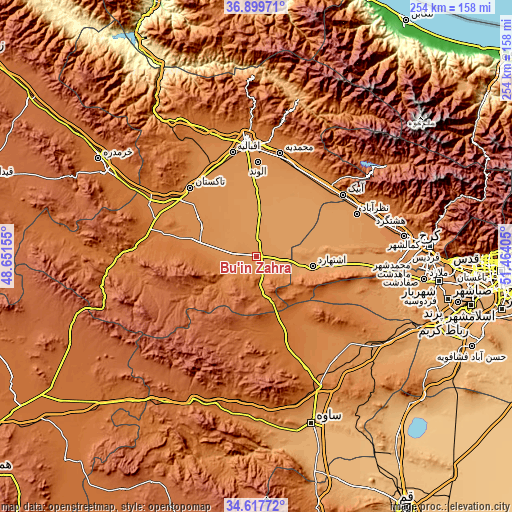 Topographic map of Bū’īn Zahrā