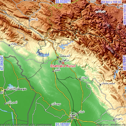 Topographic map of Shahrak-e Kūlūrī