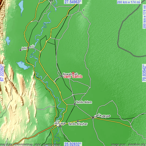 Topographic map of Jām Sāhib