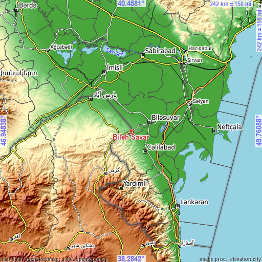 Topographic map of Bīleh Savār