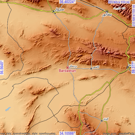 Topographic map of Bardaskan