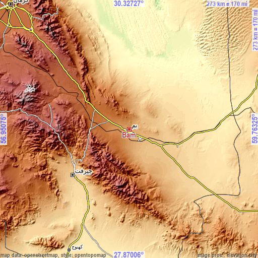 Topographic map of Bam