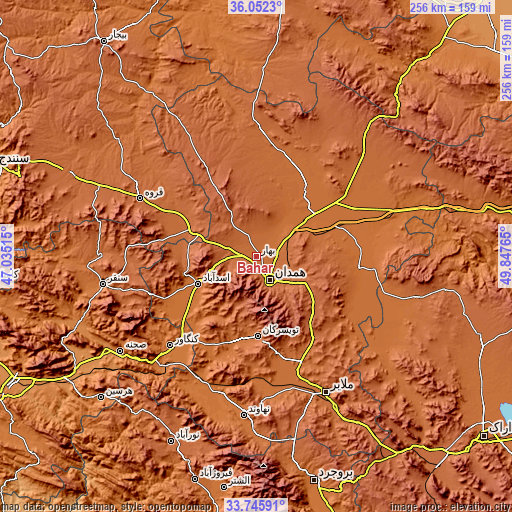 Topographic map of Bahār