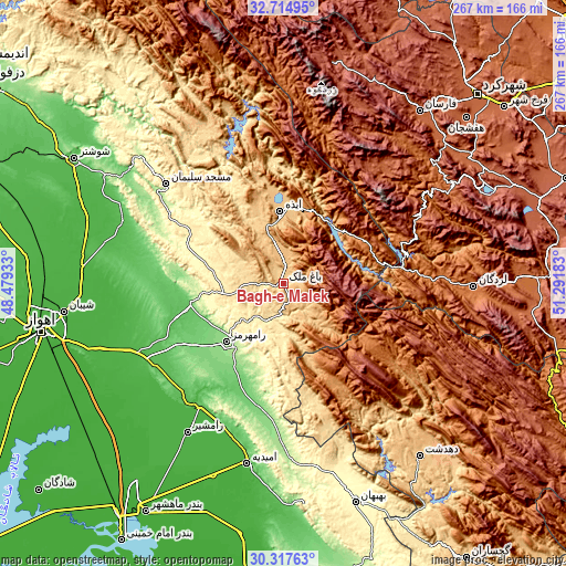 Topographic map of Bāgh-e Malek