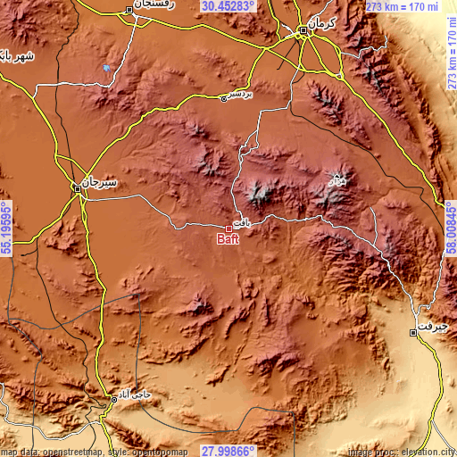 Topographic map of Bāft