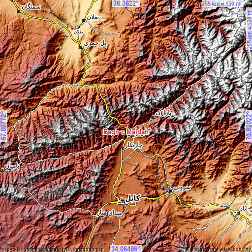 Topographic map of Bāgh-e Maīdān