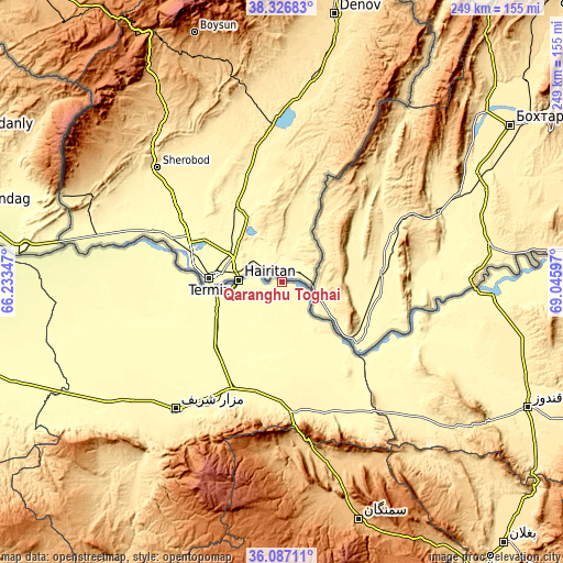 Topographic map of Qaranghū Tōghaī