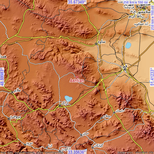 Topographic map of Āshtīān