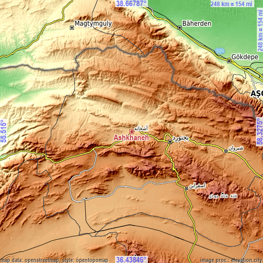 Topographic map of Āshkhāneh