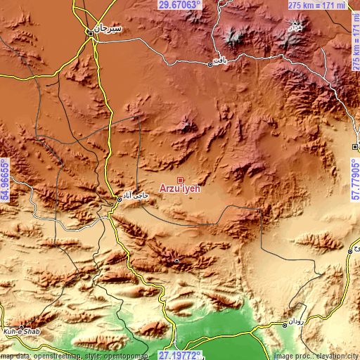 Topographic map of Arzū’īyeh