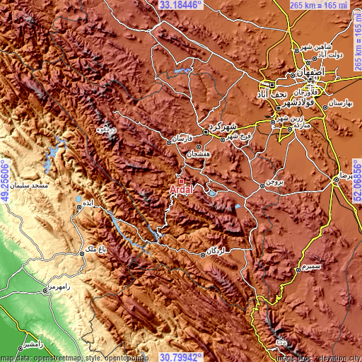 Topographic map of Ardal