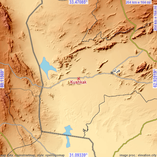 Topographic map of Kushkak