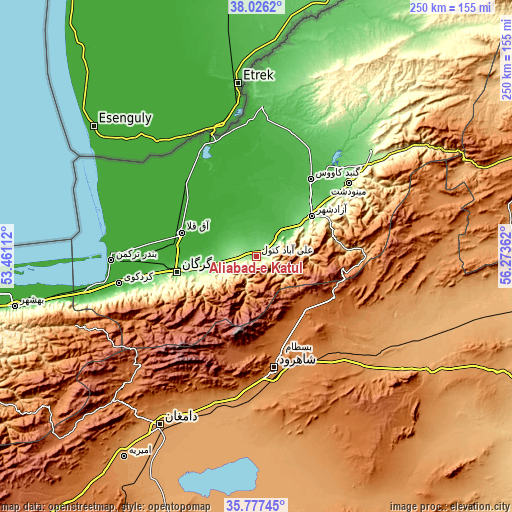 Topographic map of Aliabad-e Katul