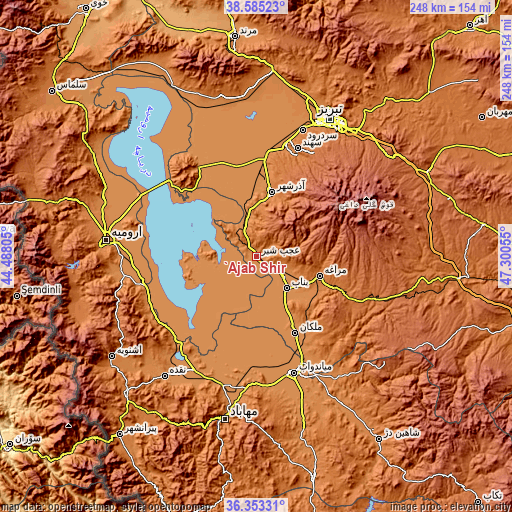 Topographic map of ‘Ajab Shīr