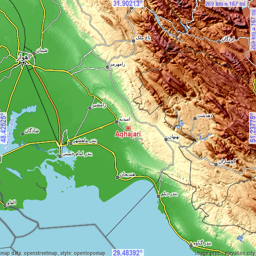 Topographic map of Aghajari