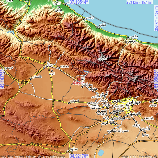 Topographic map of Ābyek