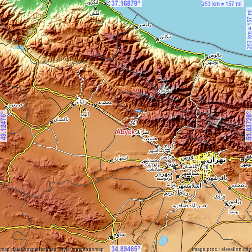 Topographic map of Ābyek