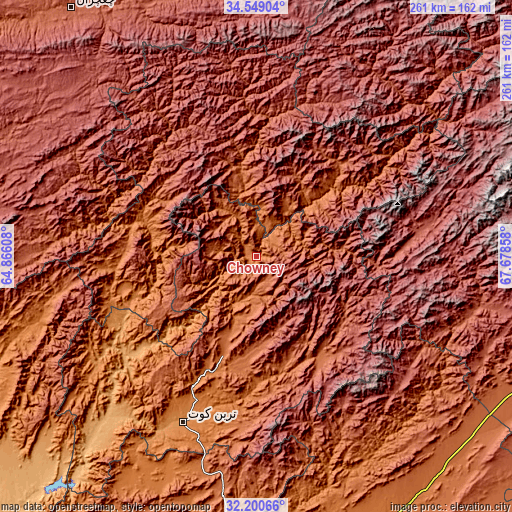 Topographic map of Chowṉêy