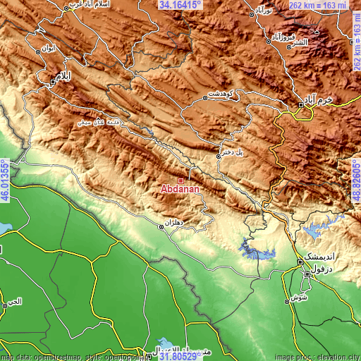 Topographic map of Ābdānān