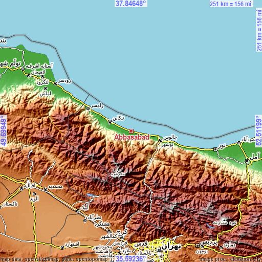Topographic map of ‘Abbāsābād