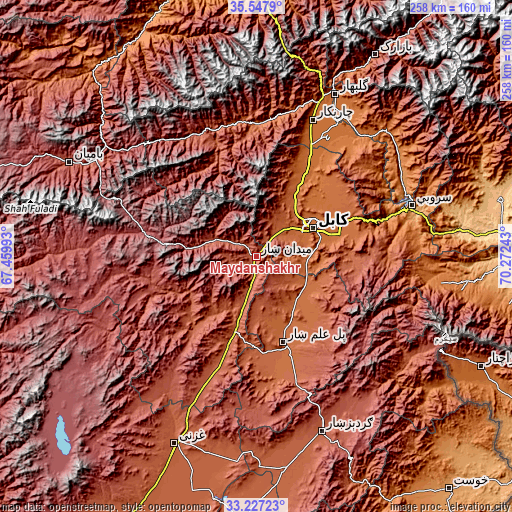 Topographic map of Maydanshakhr