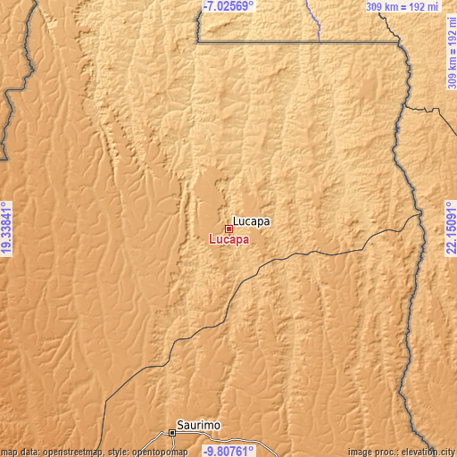 Topographic map of Lucapa