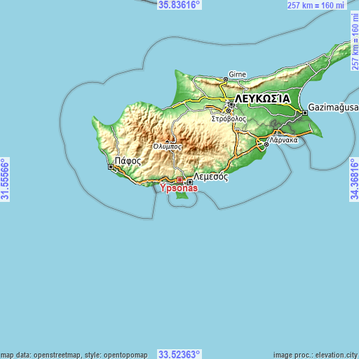 Topographic map of Ýpsonas