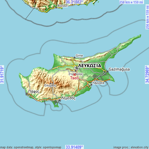 Topographic map of Tséri