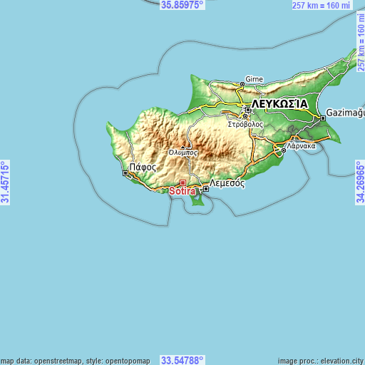 Topographic map of Sotíra
