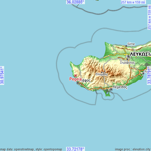 Topographic map of Pégeia
