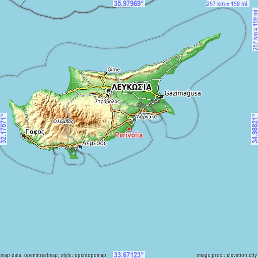 Topographic map of Perivólia