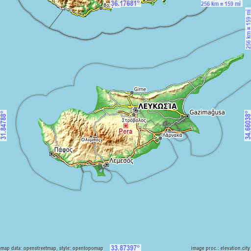 Topographic map of Péra