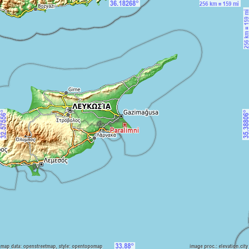 Topographic map of Paralímni