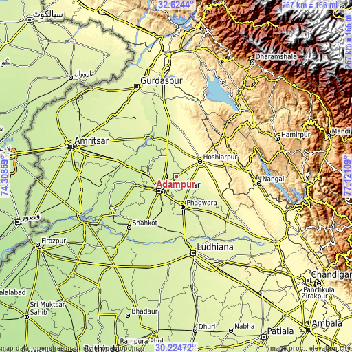 Topographic map of Adampur