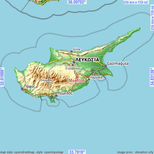 Topographic map of Mosfilotí