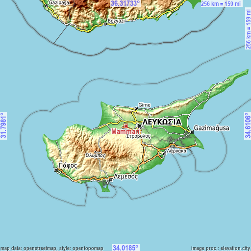 Topographic map of Mámmari