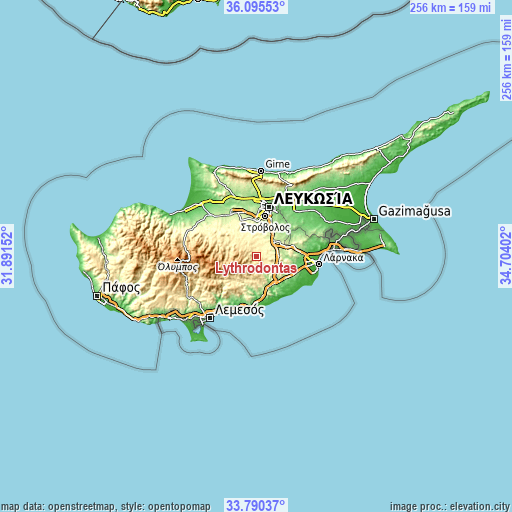Topographic map of Lythrodóntas