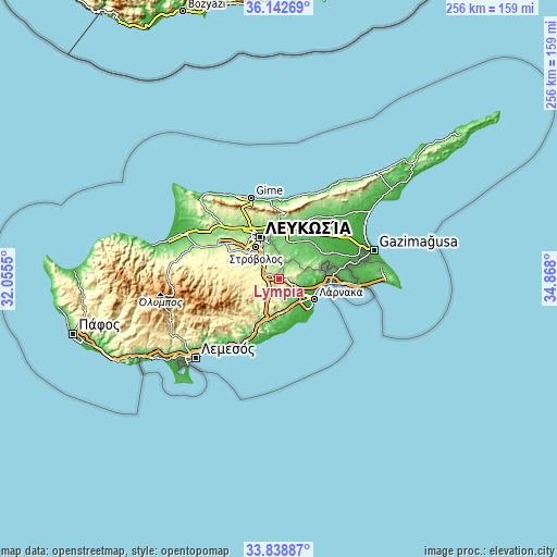 Topographic map of Lýmpia