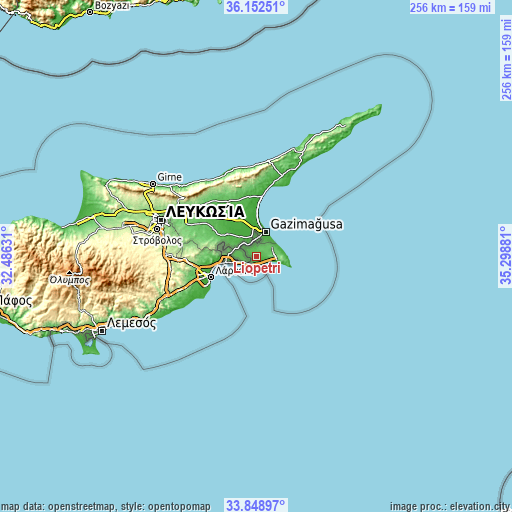 Topographic map of Liopétri