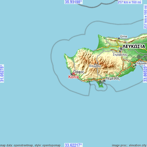 Topographic map of Konia