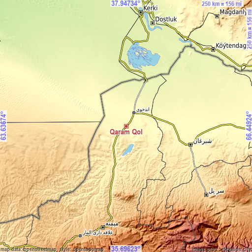 Topographic map of Qaram Qōl