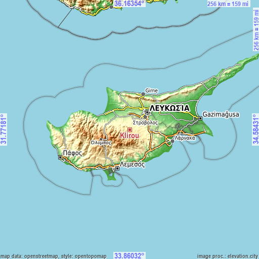 Topographic map of Klírou
